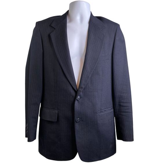 Hardy Amies Men's Navy Pinstripe Wool Blazer Size 36R Old Money Classic Preppy - Picture 1 of 13